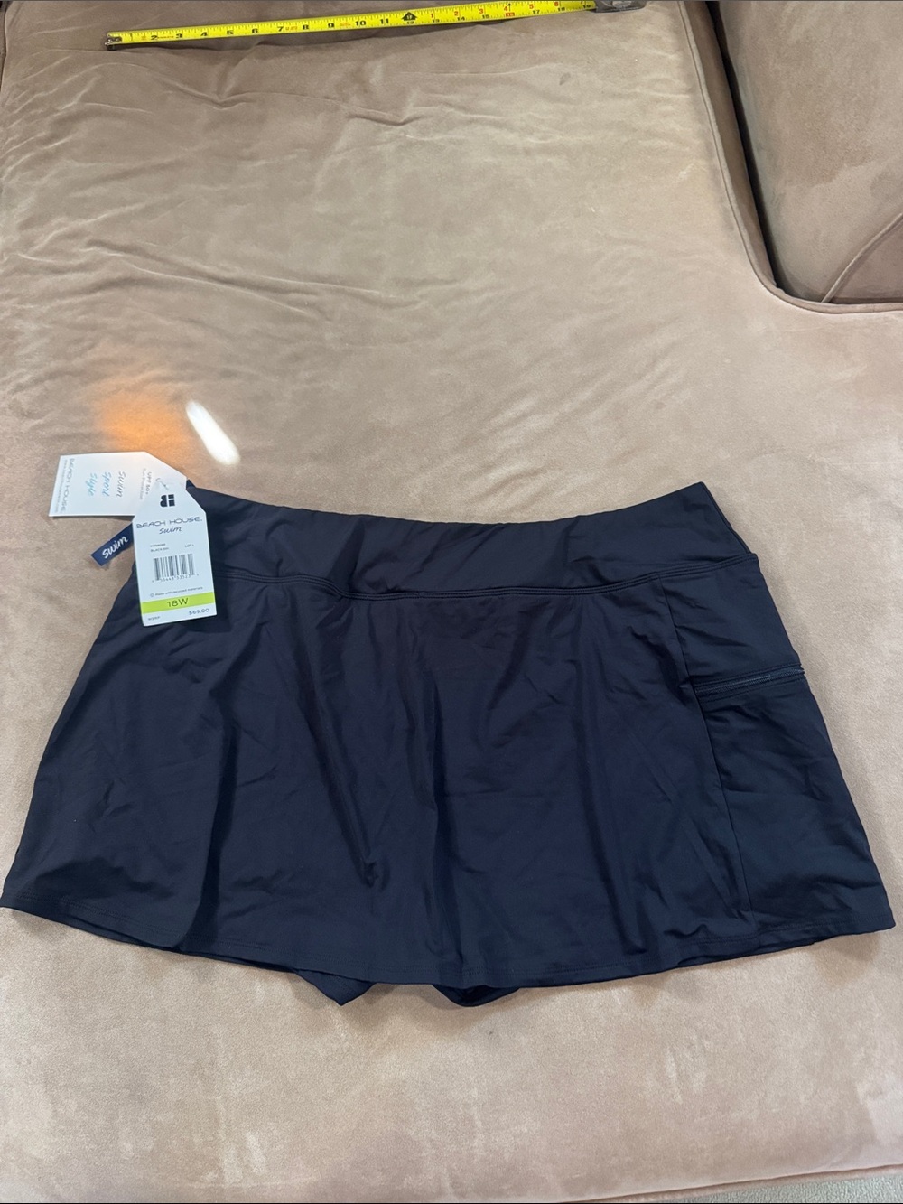 NWT Beach House Swim Black Athletic Skort with Built-In Shorts